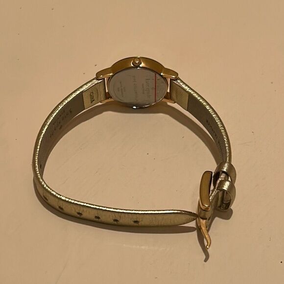 Kate Spade Gold Tone Watch Metallic Leather Band Minimalist Preppy Old Money - Picture 7 of 12